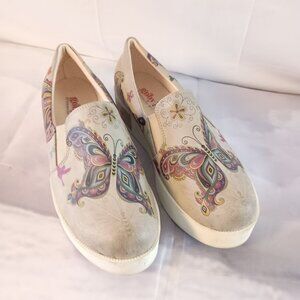 Goby Butterfly Platform Slip On Shoes Multicolor Print Women 37 6.5 Handmade